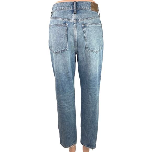Madewell Blue The Perfect Vintage Tapered Rip Knee High Rise Crop Denim Jeans 28 - Picture 3 of 7